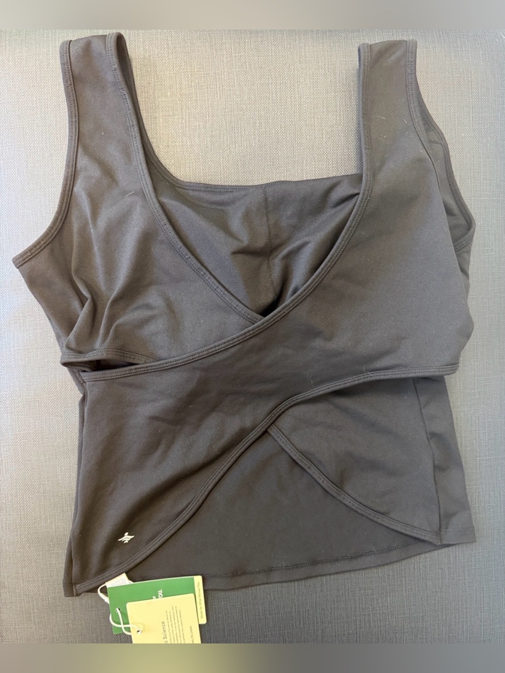 Halara black performance fitted sports bra top square neckline sz lg nwt - Picture 6 of 7